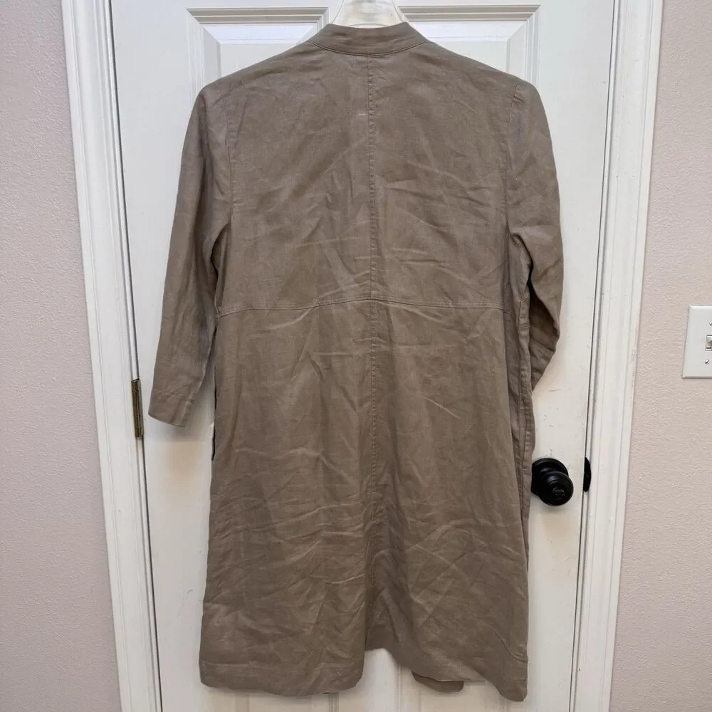 Pure Jill Elements 100% Linen Open Front Duster Jacket Women’s M Brown Lagenlook - Picture 3 of 9